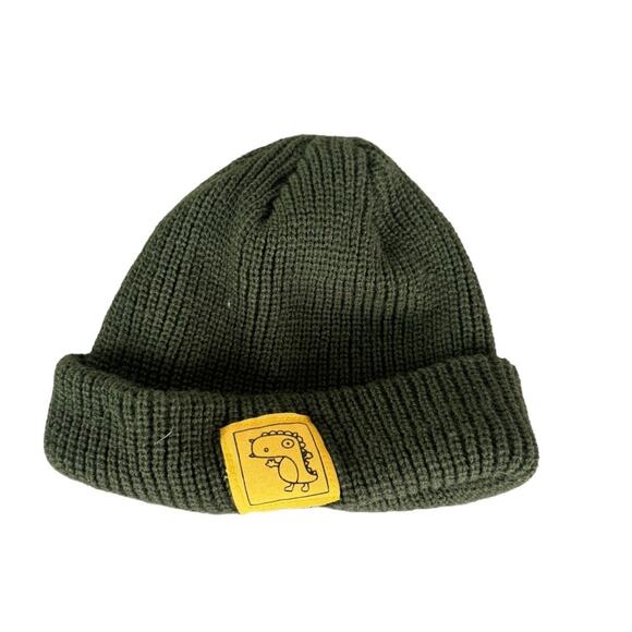 Dinosaur Patch Kids Green Winter Beanie Hat - Picture 1 of 6